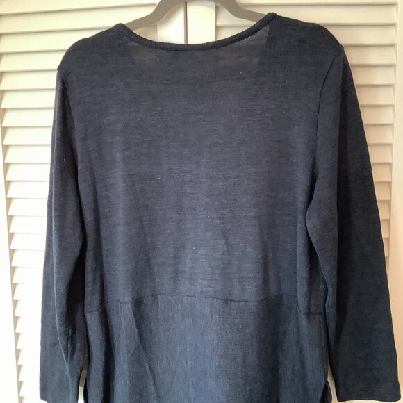 Anthropologie Akemi + Kin Savin tunic sweater navy embroidered v-neck XL - Picture 8 of 9